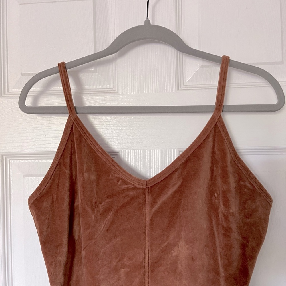 NWOT Everlane Velour Cami Bodysuit in Terracotta